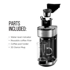 Froth Brew Coffee Maker And Milk Frother Single Serve Brewer For K-Cup Pods & Grounds, Glass Mug And Reusable Filter -Koffie Drinken Winkel Froth Brew Coffee Maker and Milk Frother Single Serve Brewer for K Cup Pods 26 Grounds2C Glass Mug and Reusable Filter 4