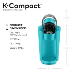 K-Compact Single-Serve K-Cup Pod Coffee Maker, Turquoise 19 K-Compact Single-Serve K-Cup Pod Coffee Maker, Turquoise -Koffie Drinken Winkel K Compact Single Serve K Cup Pod Coffee Maker2C Turquoise 5