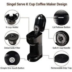 Single Serve Coffee Maker 6-14OZ With Filter Coffee Brewer -Koffie Drinken Winkel Single Serve Coffee Maker 6 14OZ With Filter Coffee Brewer 4